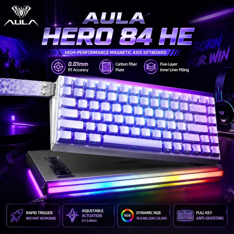 Gaming Keyboard He - Teclado Mecânico Gamer Magnético AULA HERO84