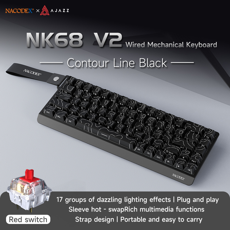Gaming Keyboard Thocky - Teclado mecânico para jogos AJAZZ NK68