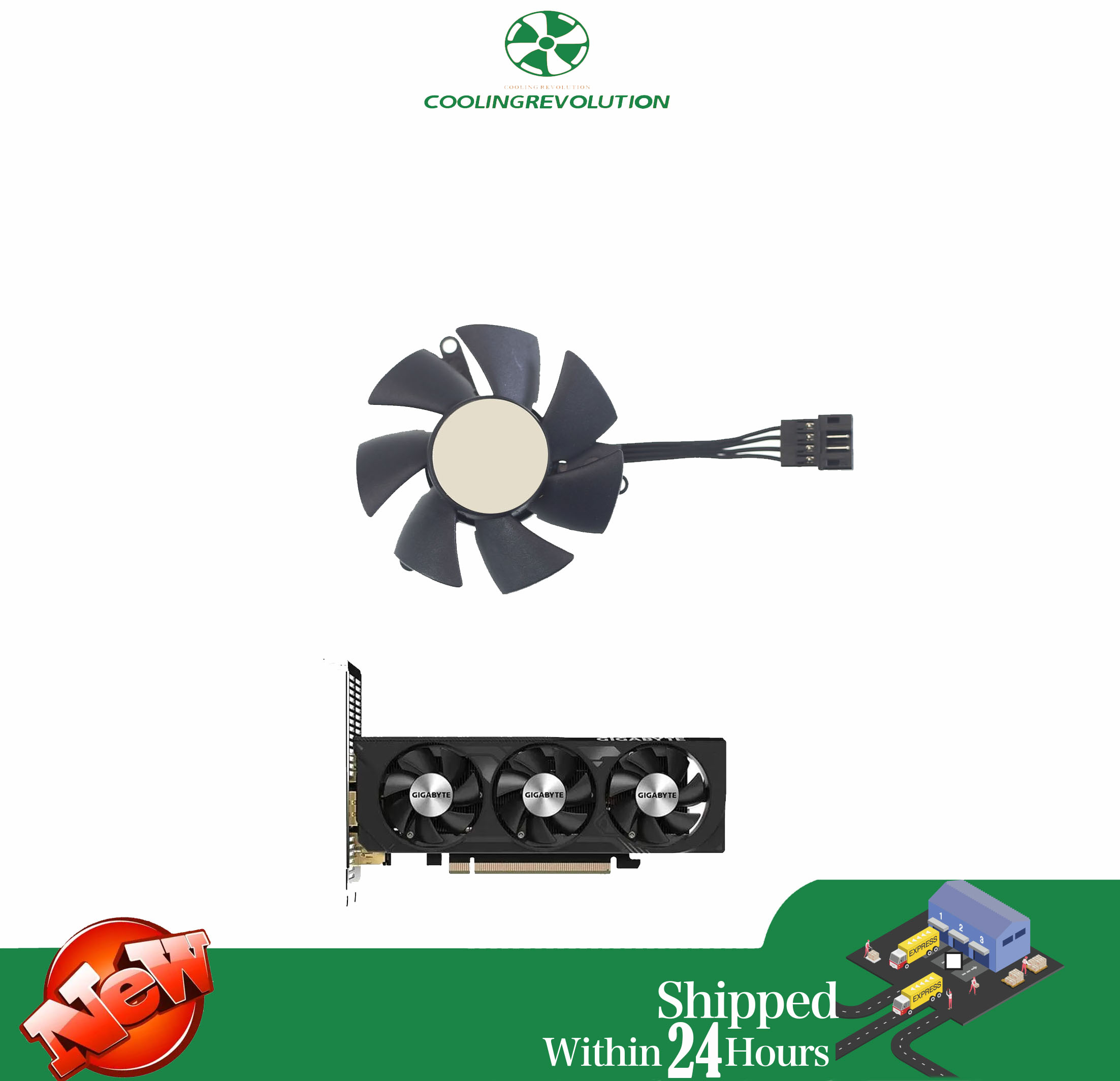 Nvidia Vga Rtx 4060 - Ventilador de placa gráfica para Gigabyte,