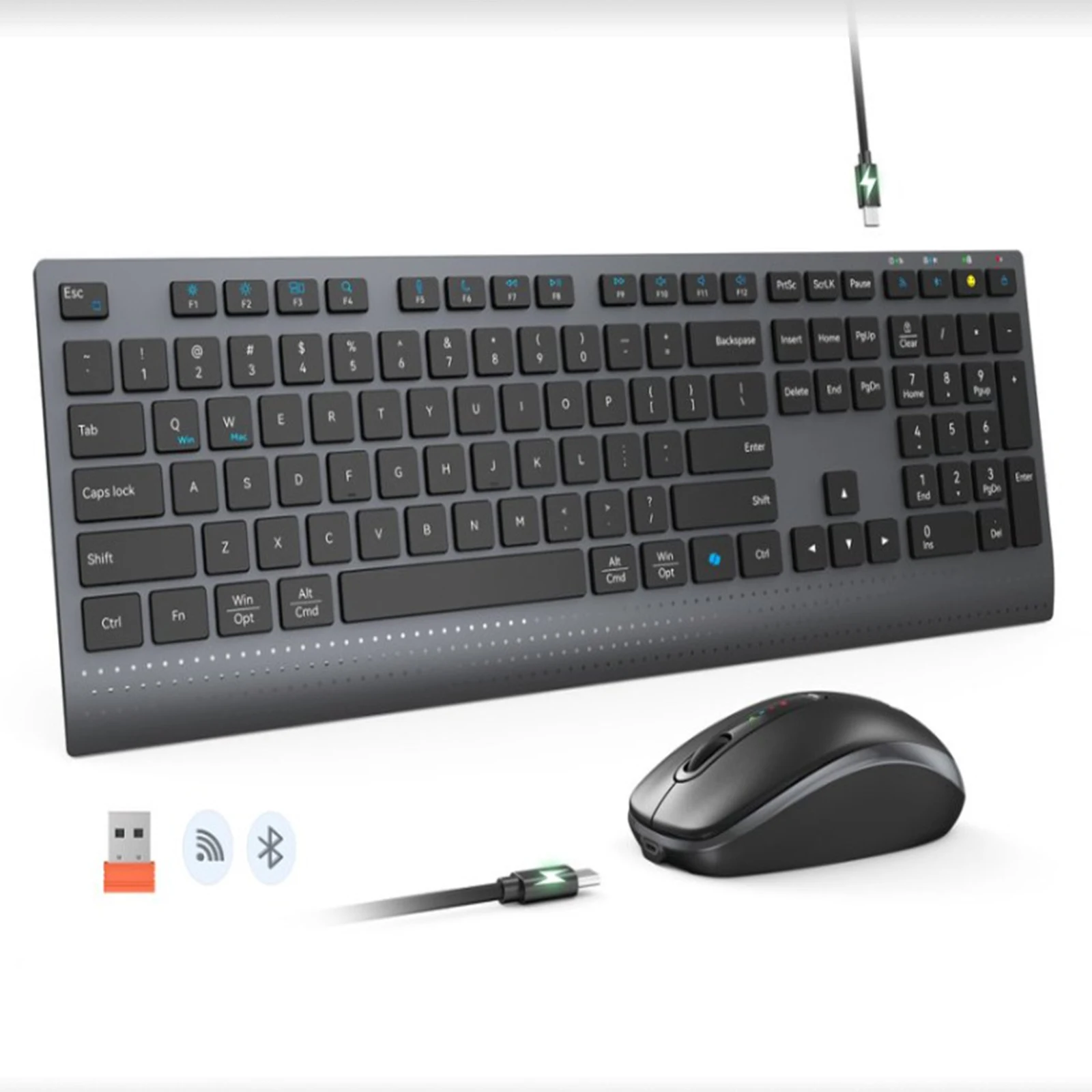Gaming Keyboard And Mouse Combo Wireless - 2.4g bluetooth modo duplo teclado sem