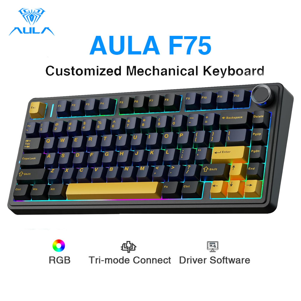 Gaming Keyboard Number Pad - Teclado Mecânico Aula F75, Teclas Totalmente