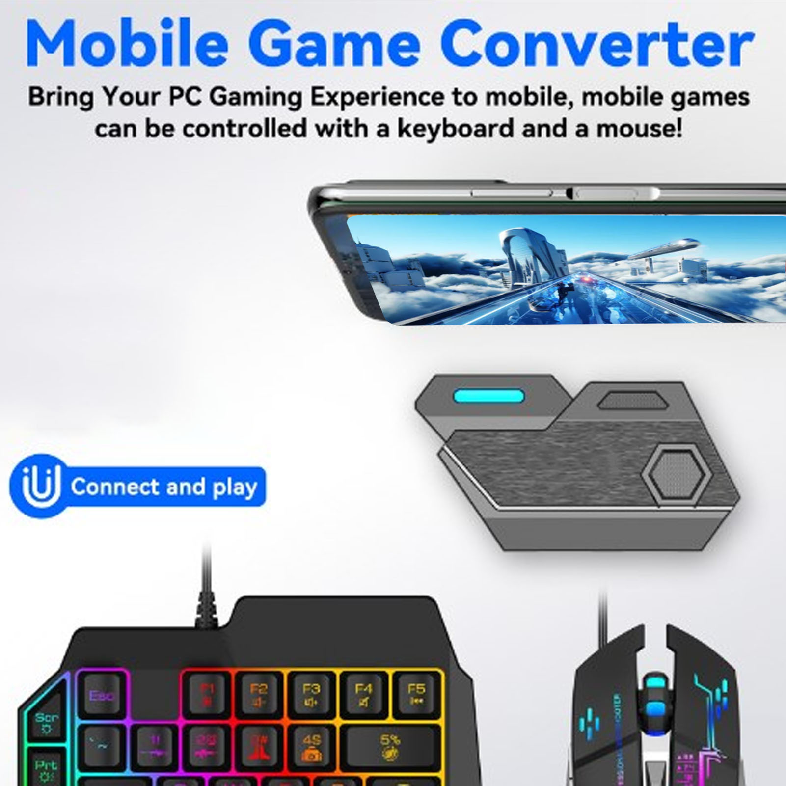 Gaming Keyboard Bluetooth - Pacote combinado de jogos para celular,