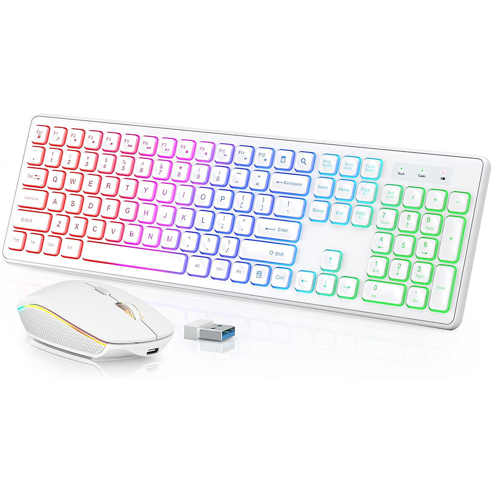 Gaming Keyboard And Mouse Combo Wireless - Teclado e mouse sem fio retroiluminados,