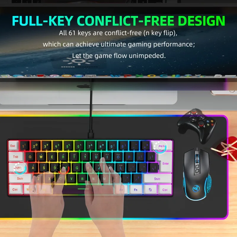 Kit de Teclado e Mouse 60% par - Gaming Keyboard And Mouse Combo Wireless avaliação e preço