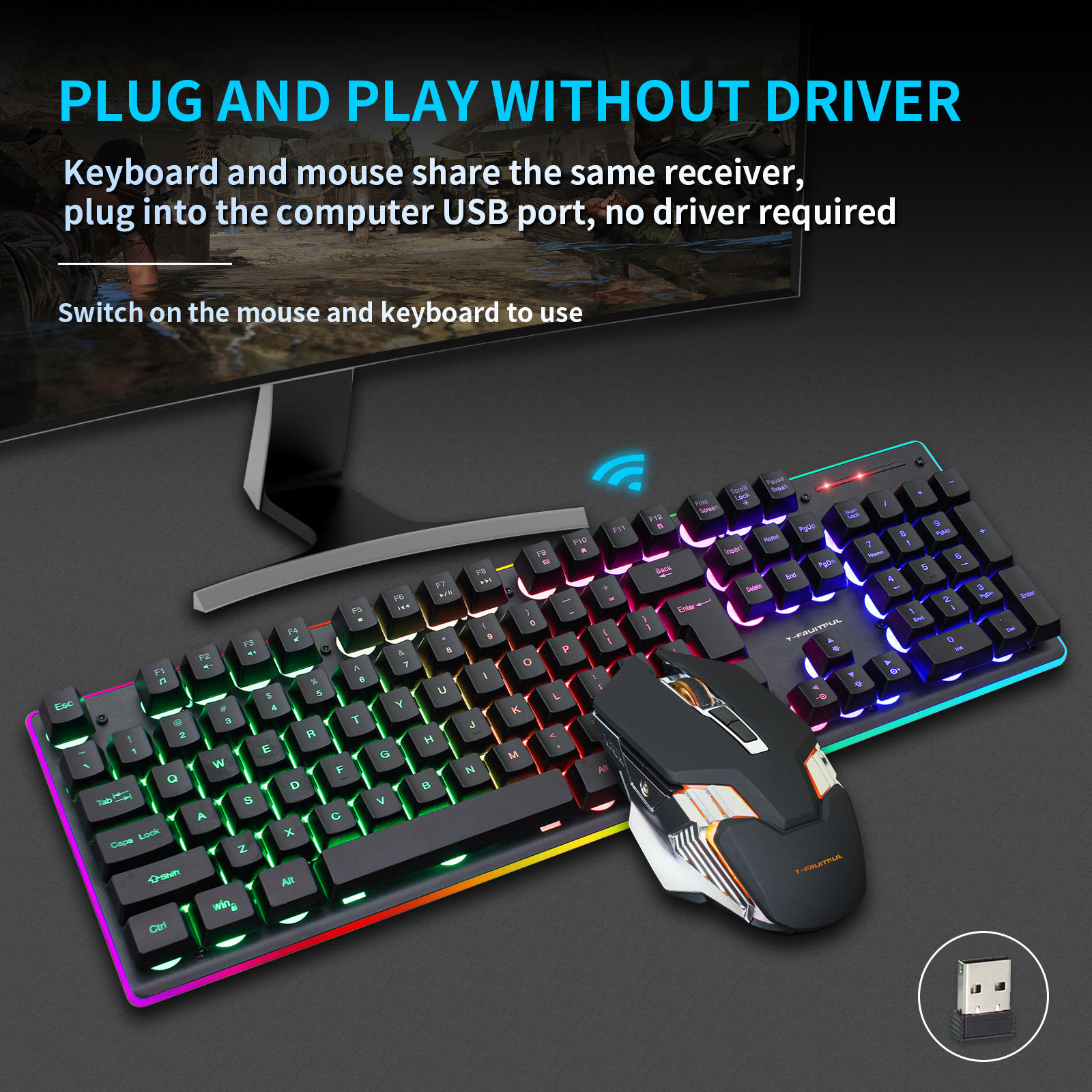 104 teclas RGB computador sem  - Gaming Keyboard And Mouse Combo Wireless avaliação e preço