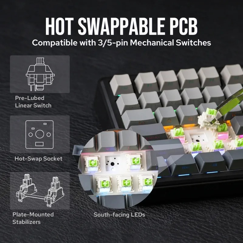 Teclado Mecânico AULA F75 Max, - Gaming Keyboard He avaliação e preço