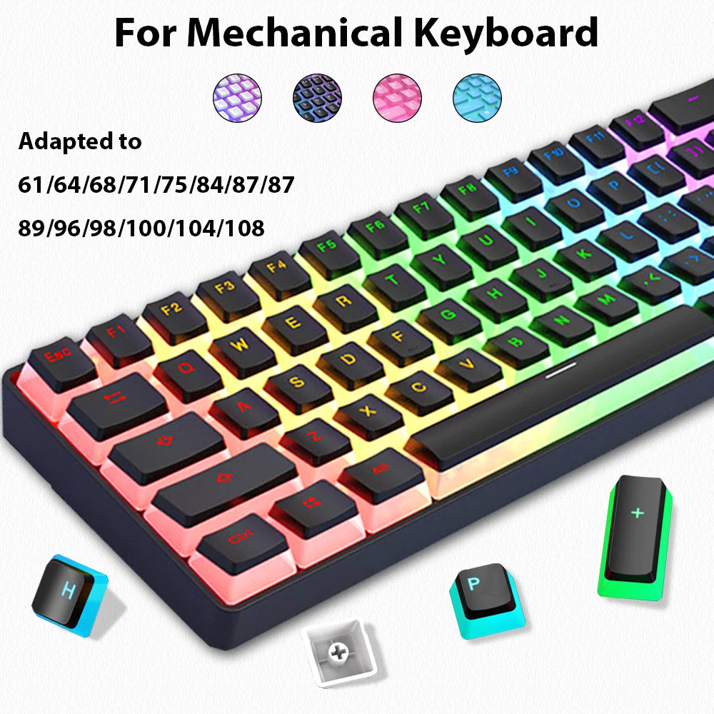 129 teclas pudim keycaps pbt d - Gaming Keyboard No Rgb avaliação e preço