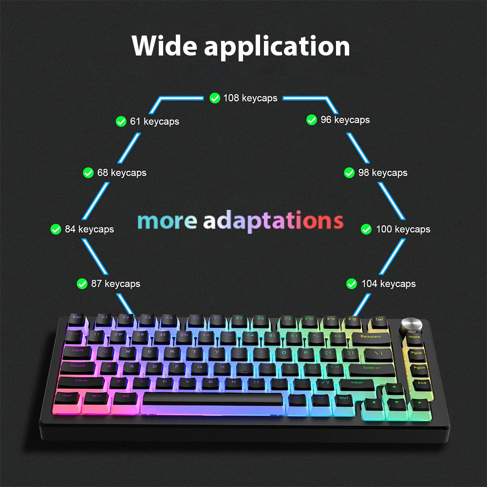 129 teclas pudim keycaps pbt d - Gaming Keyboard No Rgb avaliação e preço