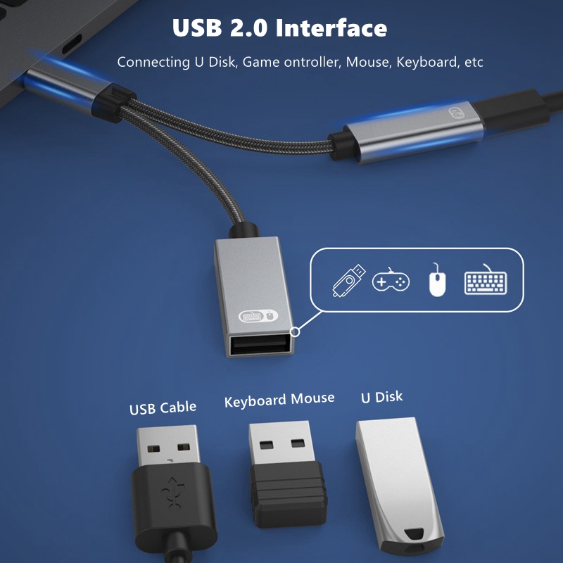 Áudio 1 a 2 Tipo-C para USB OT - Gaming Keyboard Types avaliação e preço