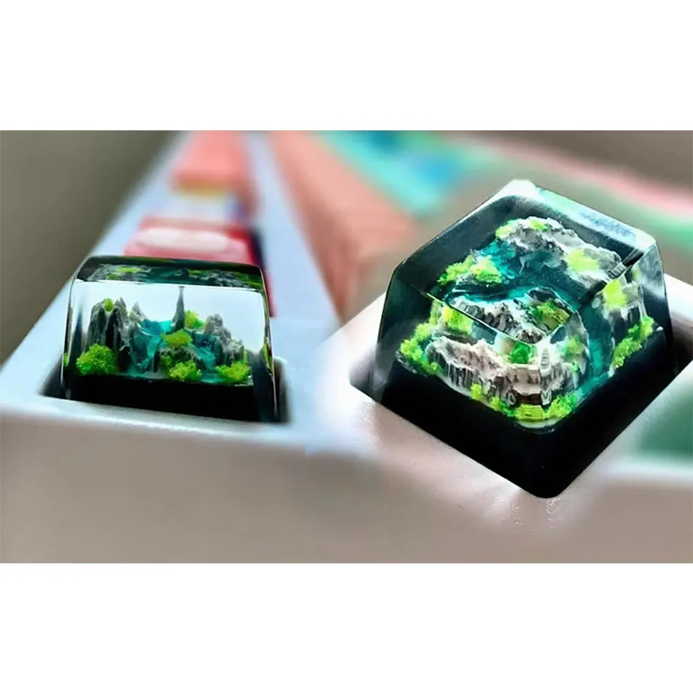 Montanha e mar keycaps resina  - Gaming Keyboard No Rgb avaliação e preço
